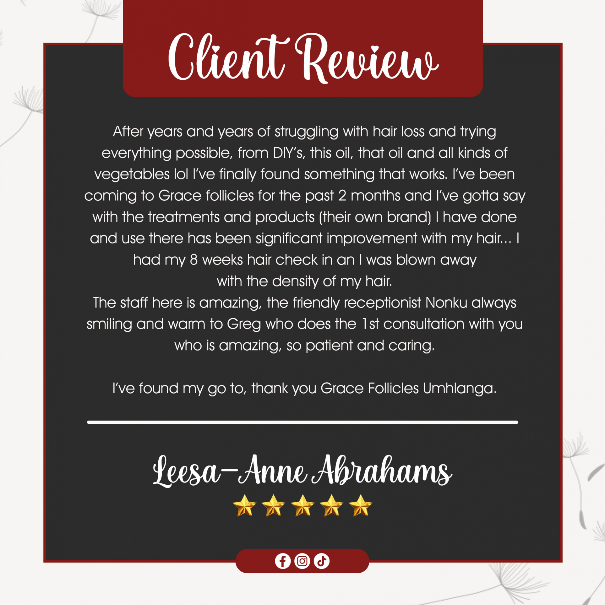 5 Star Client Review